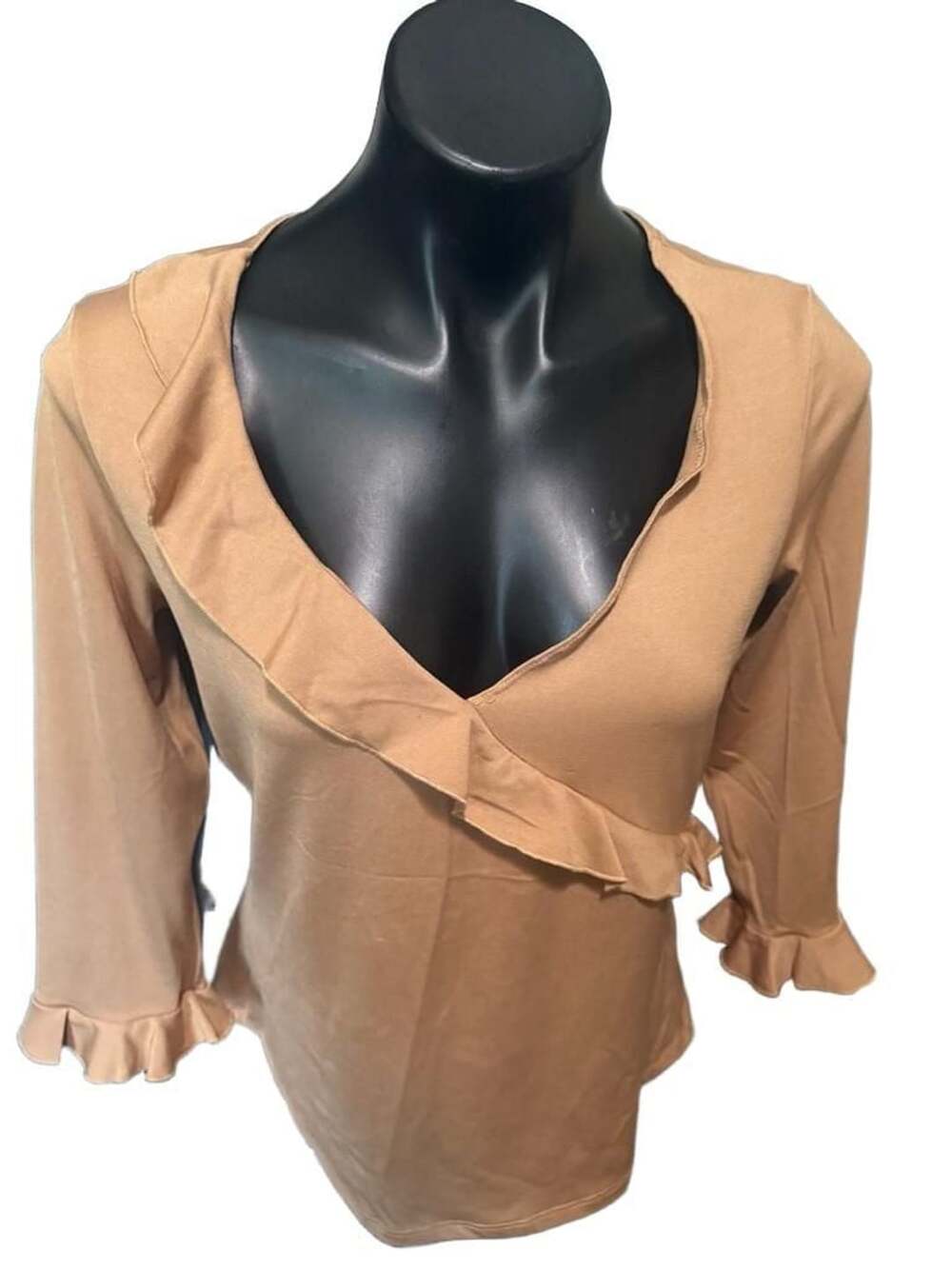 Rampage Clothing Co R Wear Top Size XL Camel Ruffle V-Neck